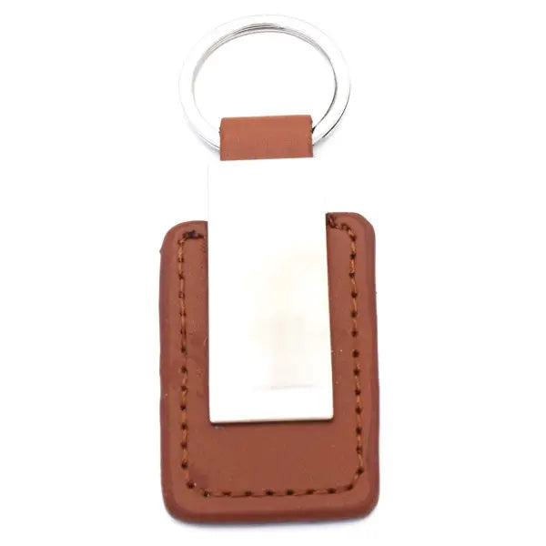 Standard Promotional Brown Leather Keychain - simple